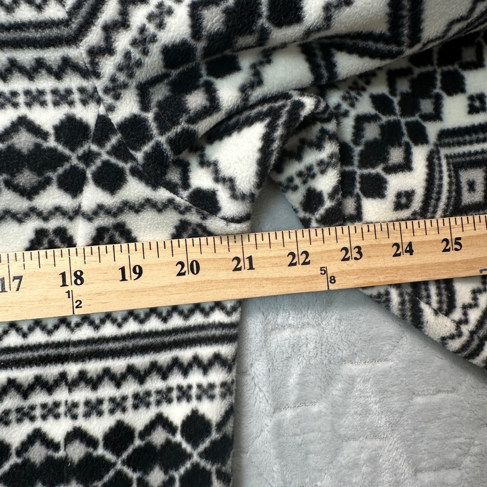 Talbots Women Black White Fair Isle Fleece Zip Jacket L Nordic Skiwear Wintercre - Picture 6 of 7